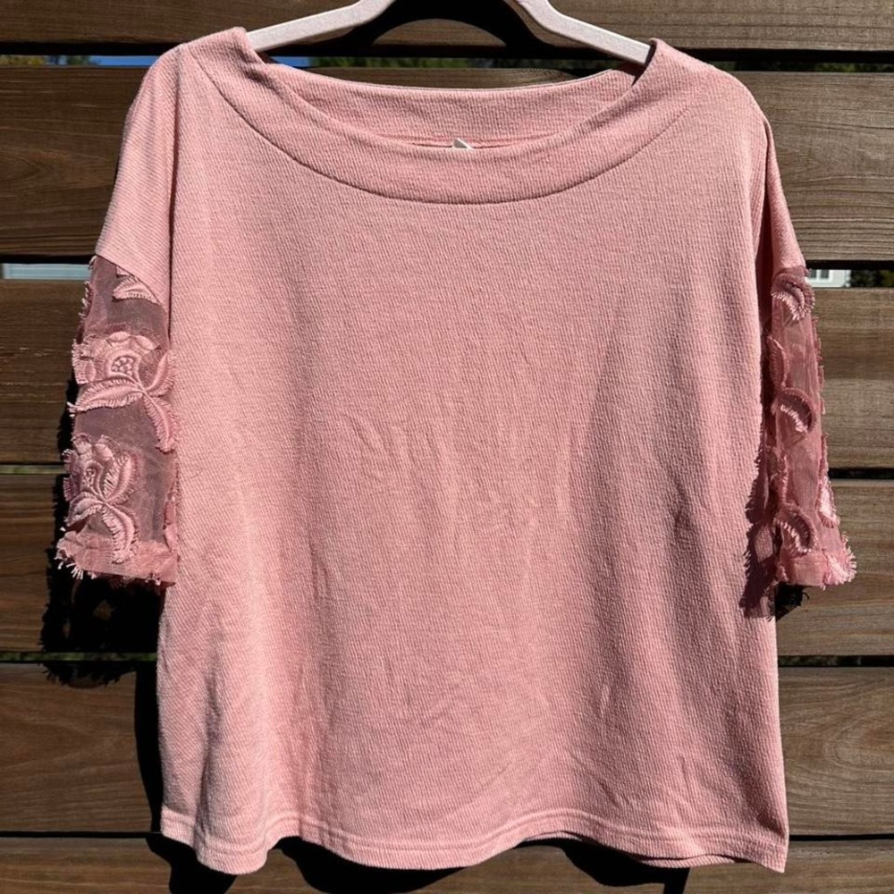 Pink Scoop Neck Cropped Top – Feminine Fairy Boho Chic Floral Cottage Core